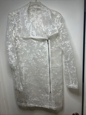 BCBGeneration Ivory Floral Sheer Blouse